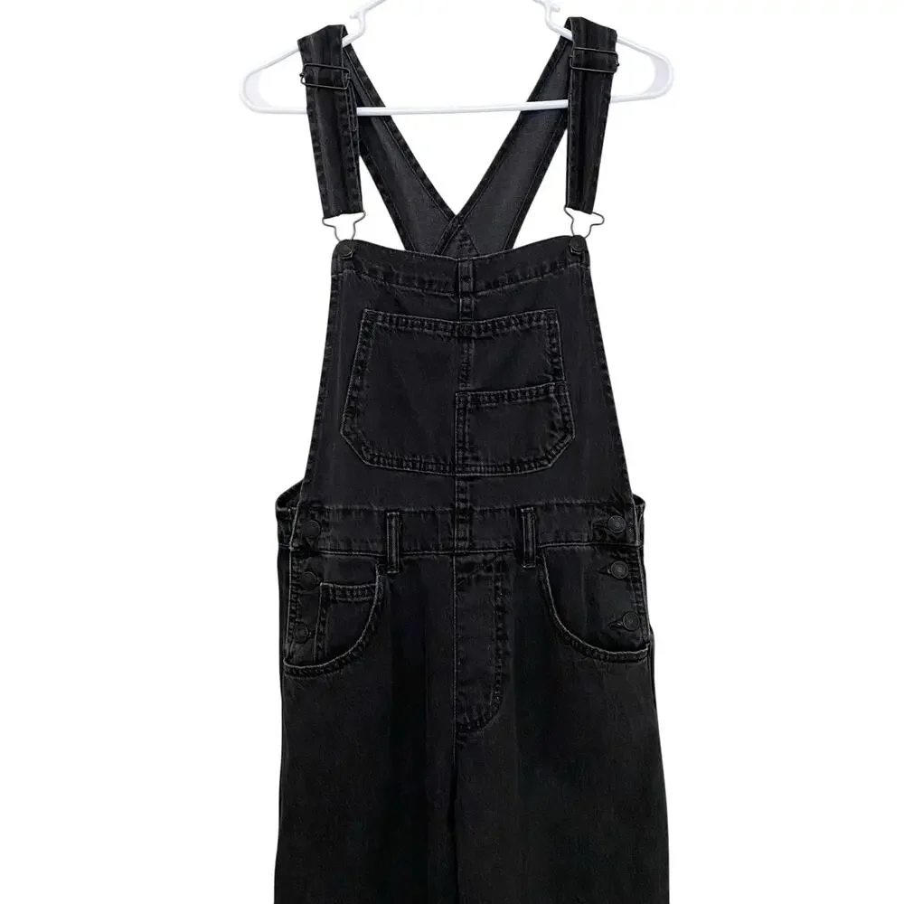 Free People We the Free Ziggy Black Denim Overalls XS 100% Cotton Classic - Picture 7 of 16